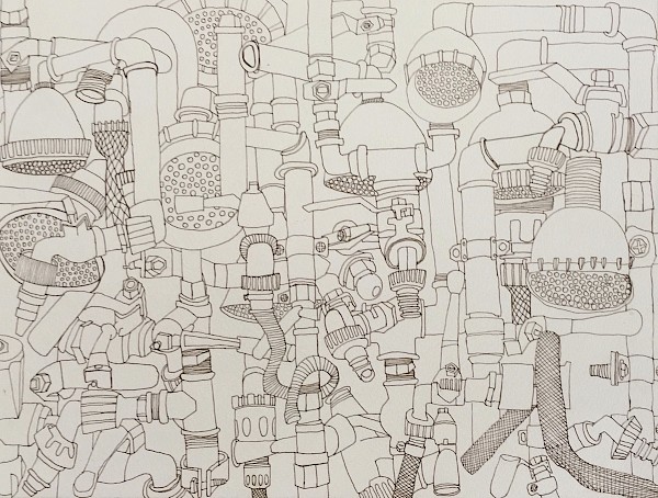 Zeichnung, Fineliner, 40 x 30 cm, 2019