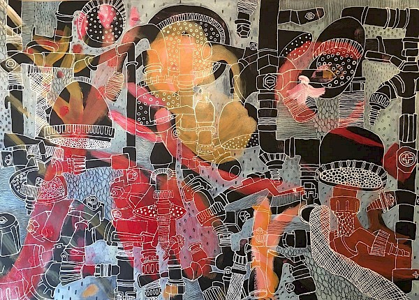 Acryl, Tinte, 70 x 50 cm, 2021