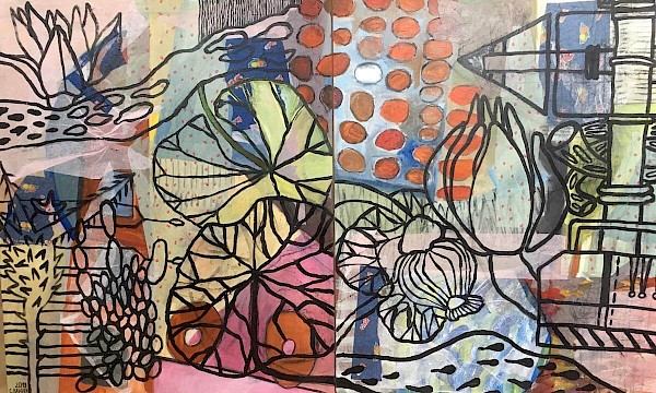 An der Spree, 120 x 70 cm, Acryl auf Malpappe, 2019